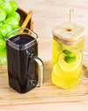 KAYYY - Square Glass Tumbler with Bamboo Lid & Straw