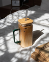 KAYYY - Square Glass Tumbler with Bamboo Lid & Straw