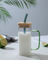 KAYYY - Square Glass Tumbler with Bamboo Lid & Straw